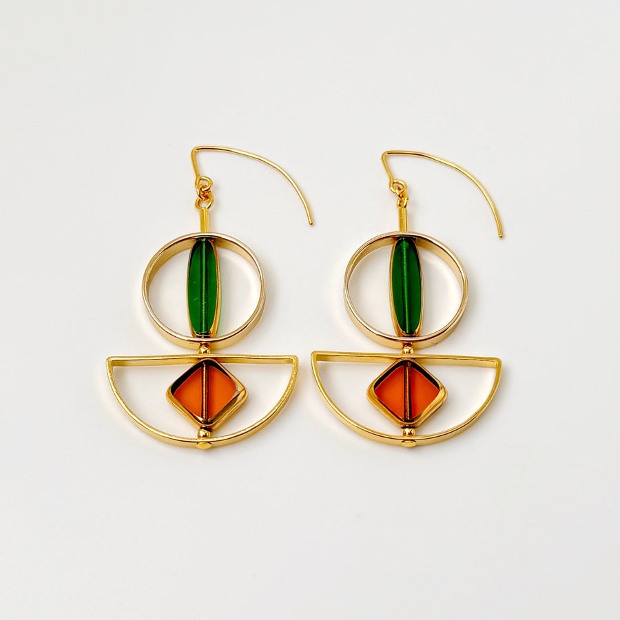 Green & Yellow Art Deco Earrings