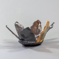 Ceramic Pewter Crown Bowl with Gold Leaf