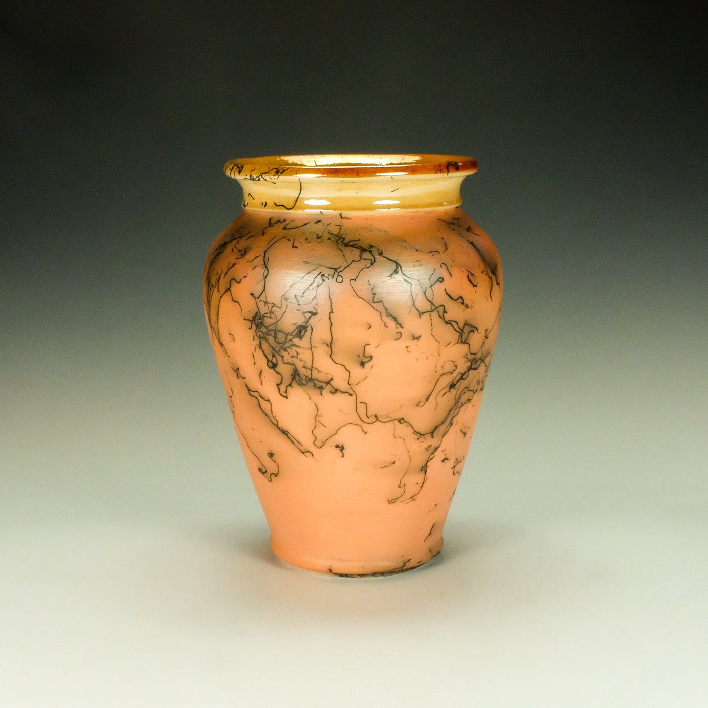 Orange Horsehair Raku Jar