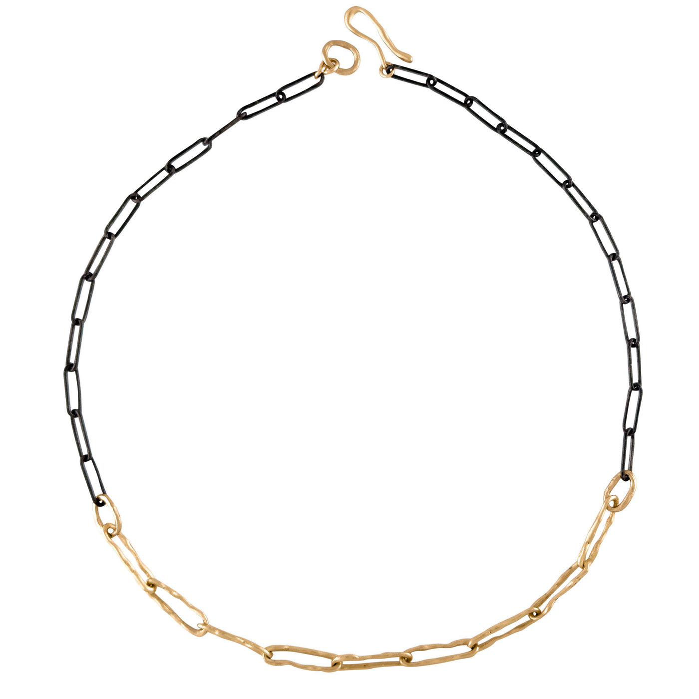 Ladder Oxidized Silver & Bronze Chain Necklace