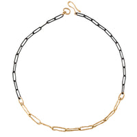 Ladder Oxidized Silver & Bronze Chain Necklace