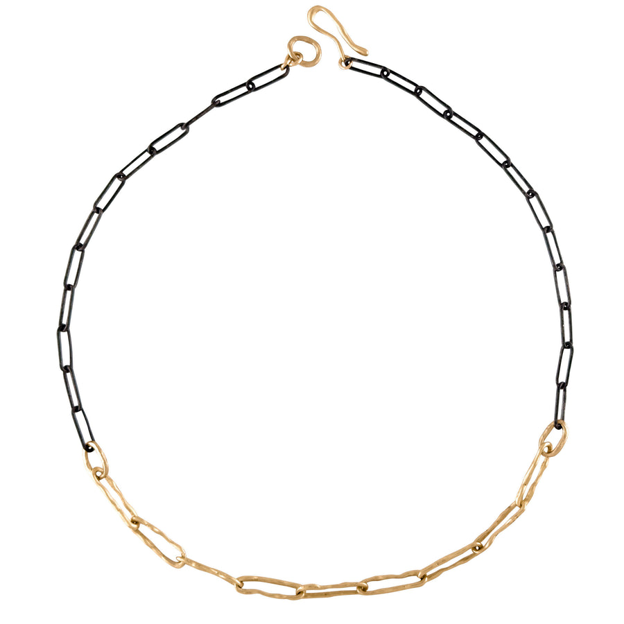 Ladder Oxidized Silver & Bronze Chain Necklace