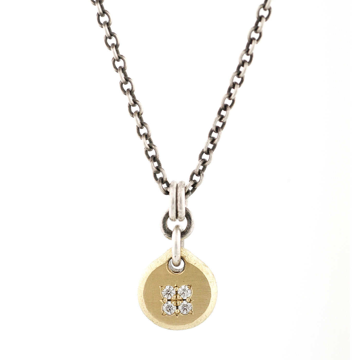 Forged Gold & Diamond Drop Pendant