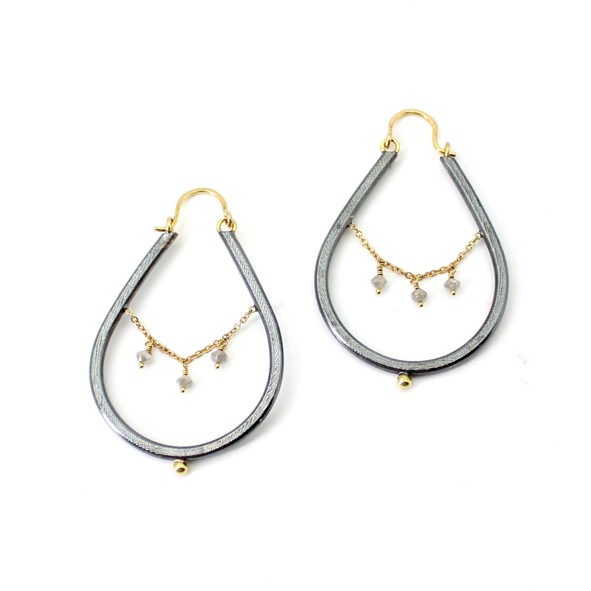 Elegant Dangly Diamond Hoops