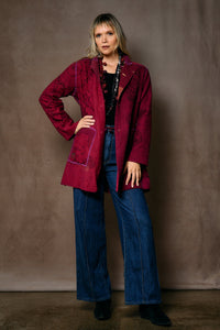 Ombre Patched Gold Stamp Kantha Long Jacket