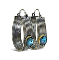 Ribbed Hoops with Kyanite