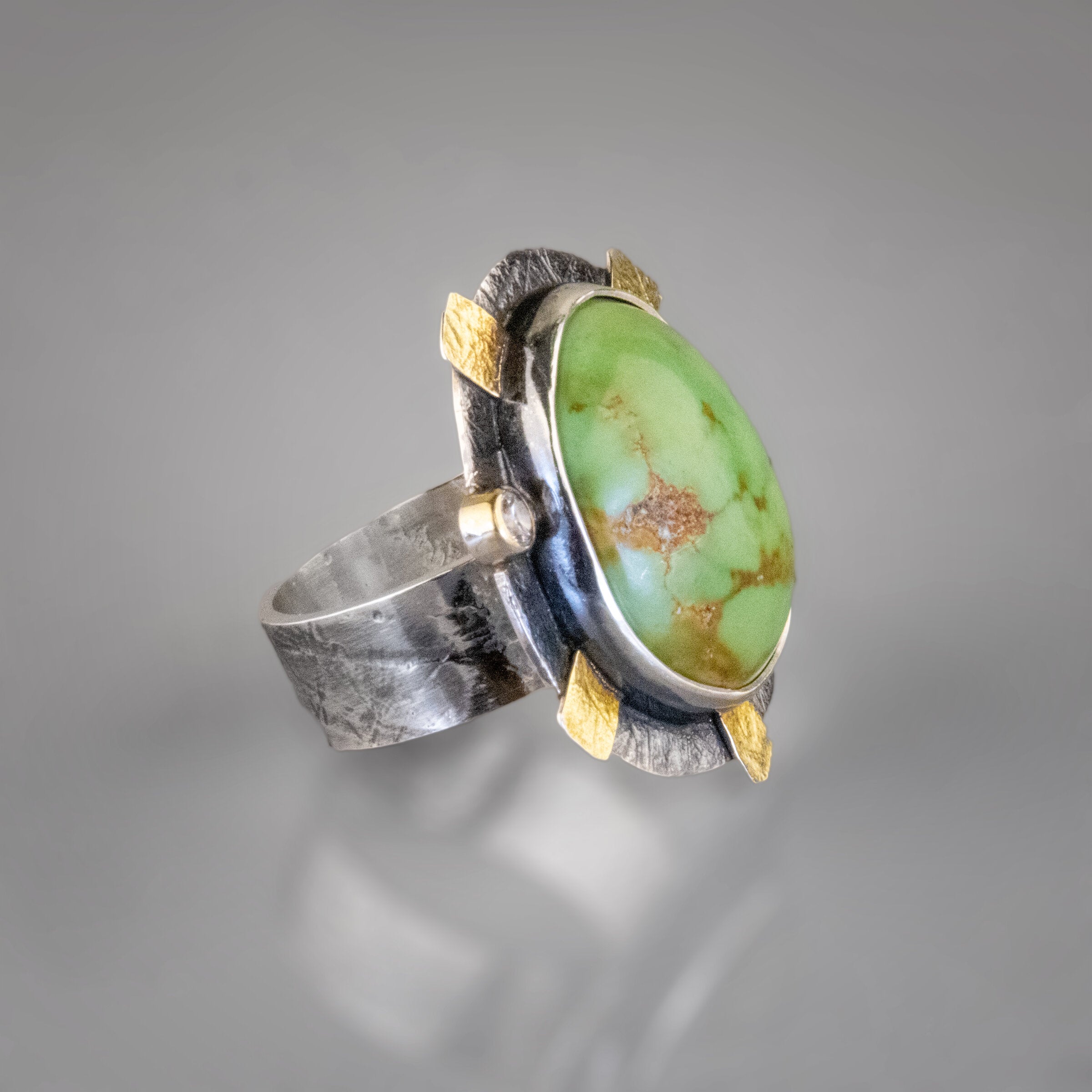 Oval Green Turquoise Ring