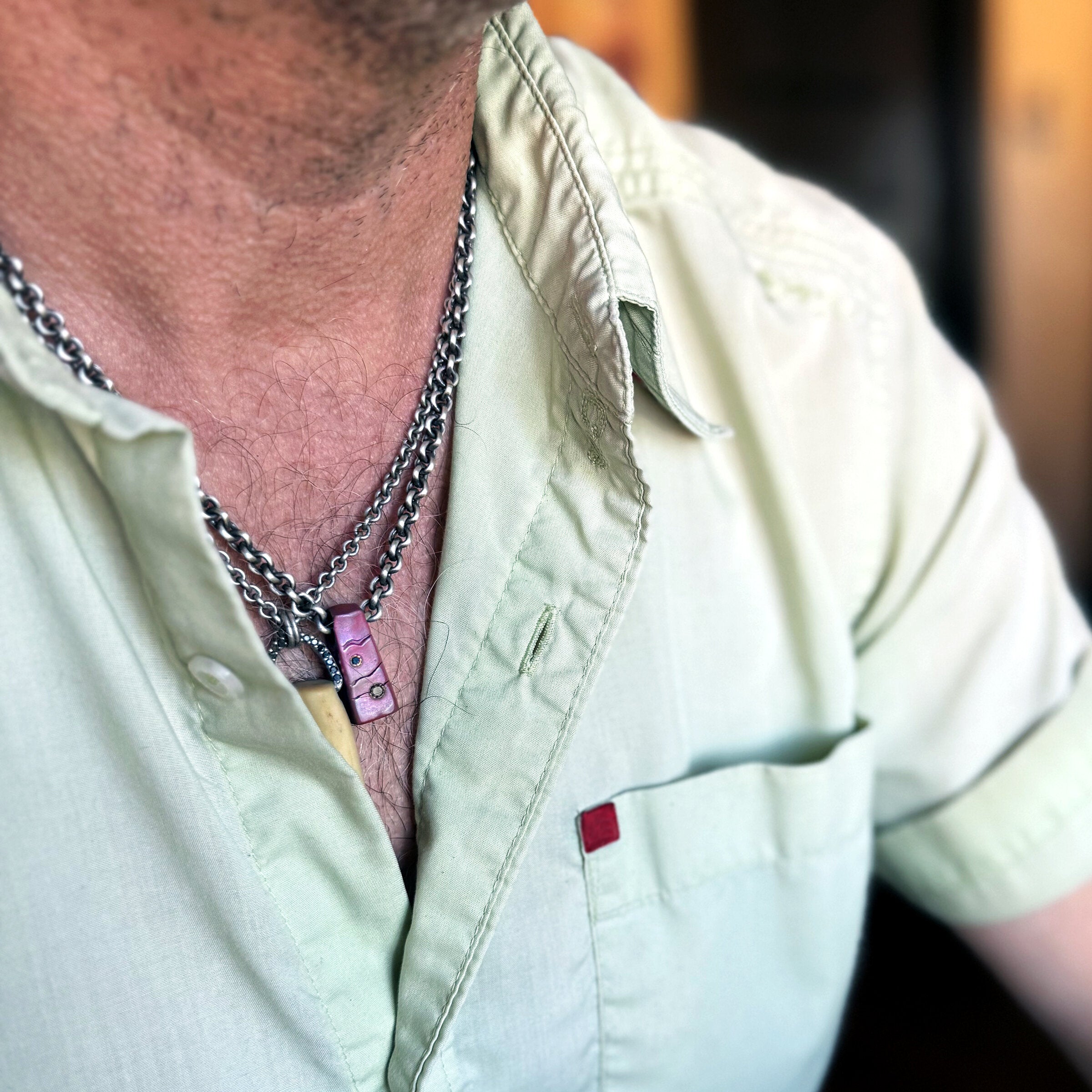Copper Pendant with Black Diamonds