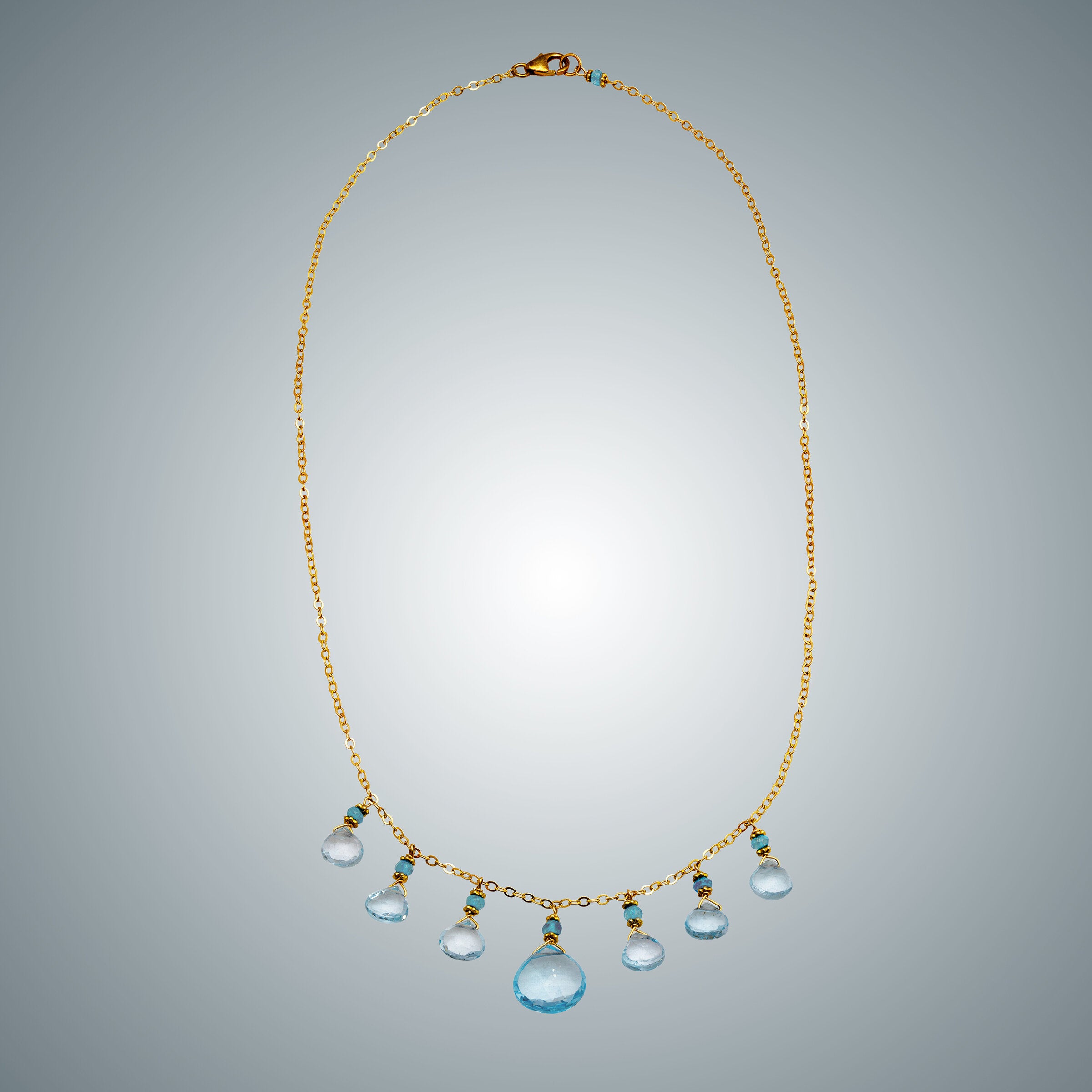 Light Blue Topaz Hearts Necklace II