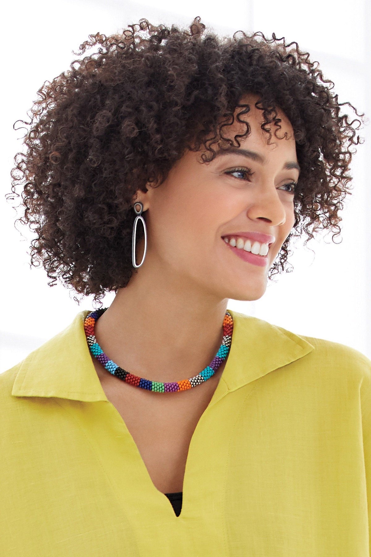 shown with the Multi Color Collar Necklace by sher berman