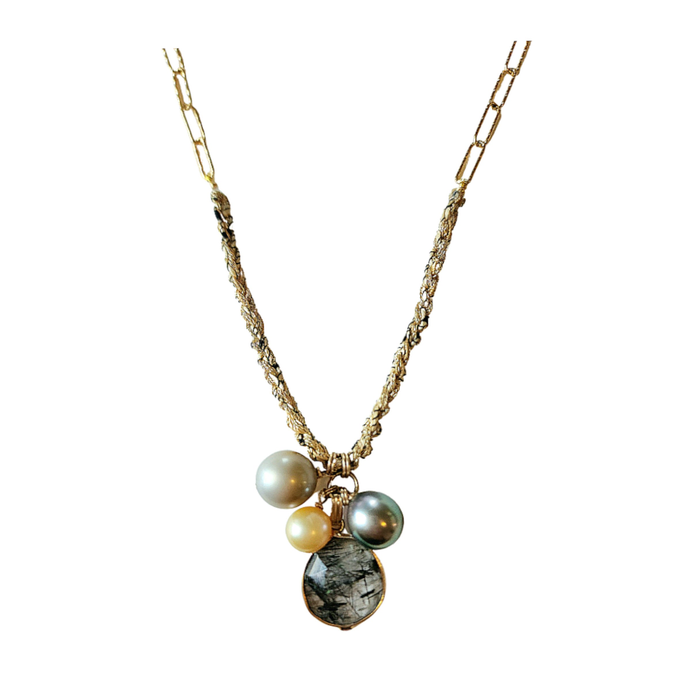 Precious Pearls and Rutilated Quartz Necklace