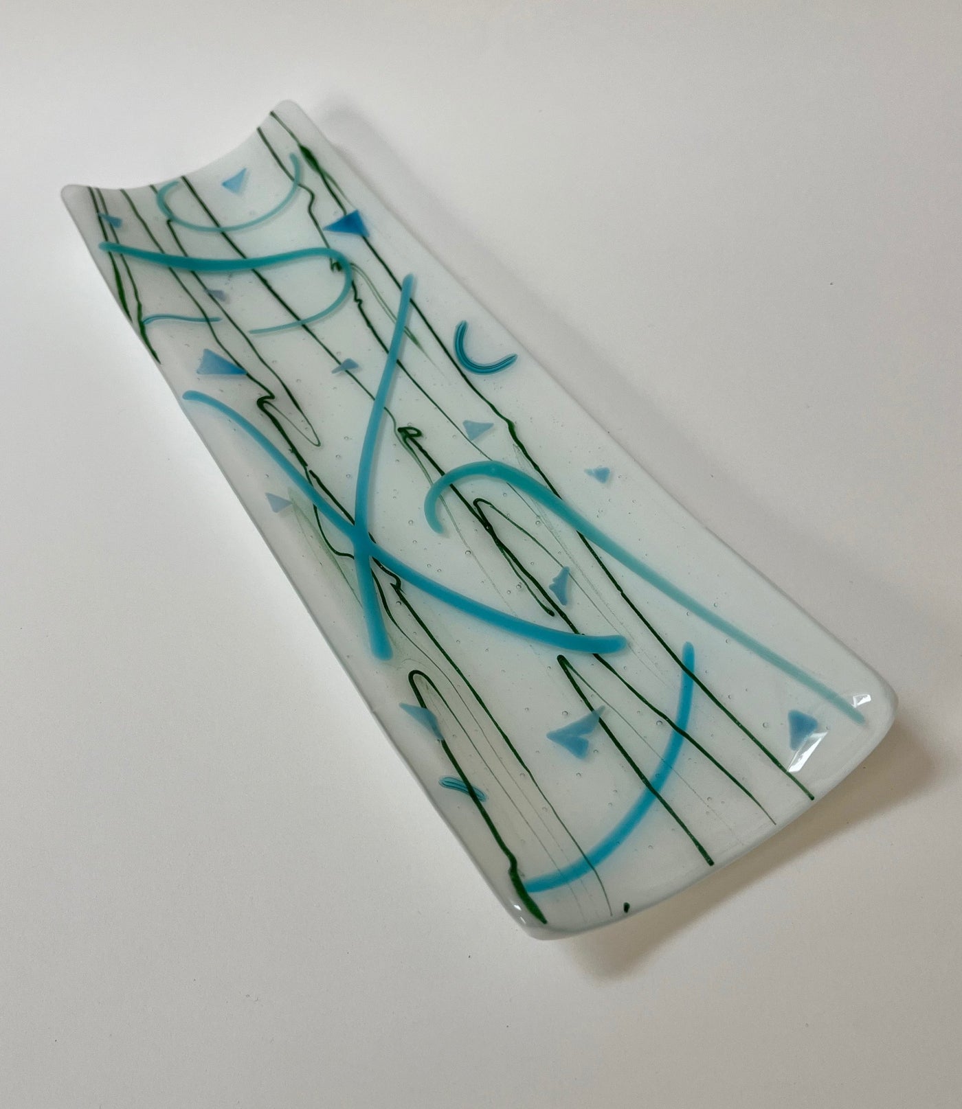 Blue Swirls and Triangles Platter