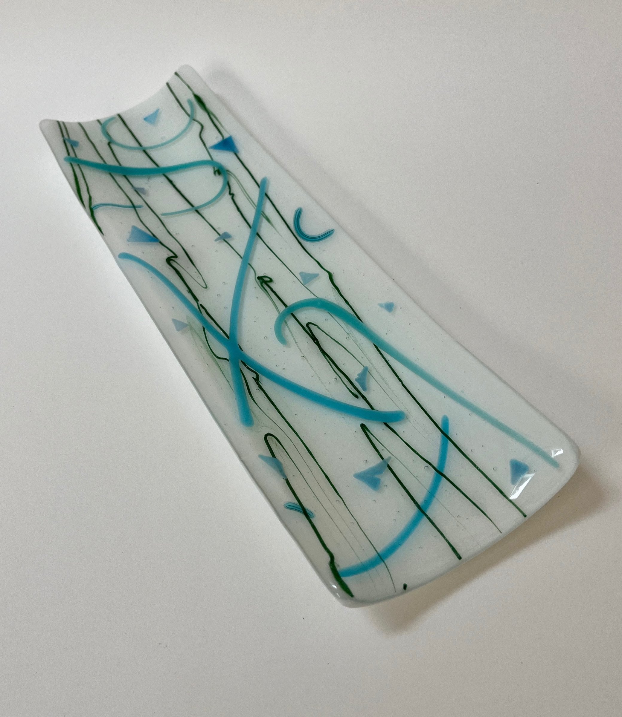 Blue Swirls and Triangles Platter