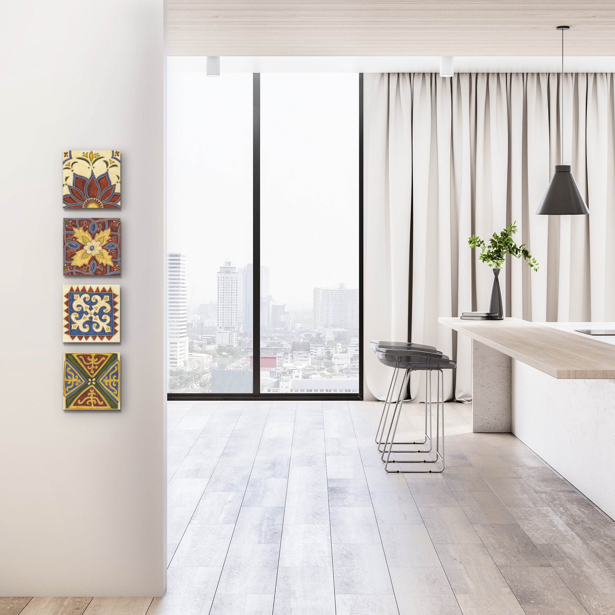 Ari, Chandi, Dhara, and Isha Wooden Wall Tiles