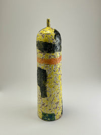Crackled Yellow Buoy Vessel with Black
