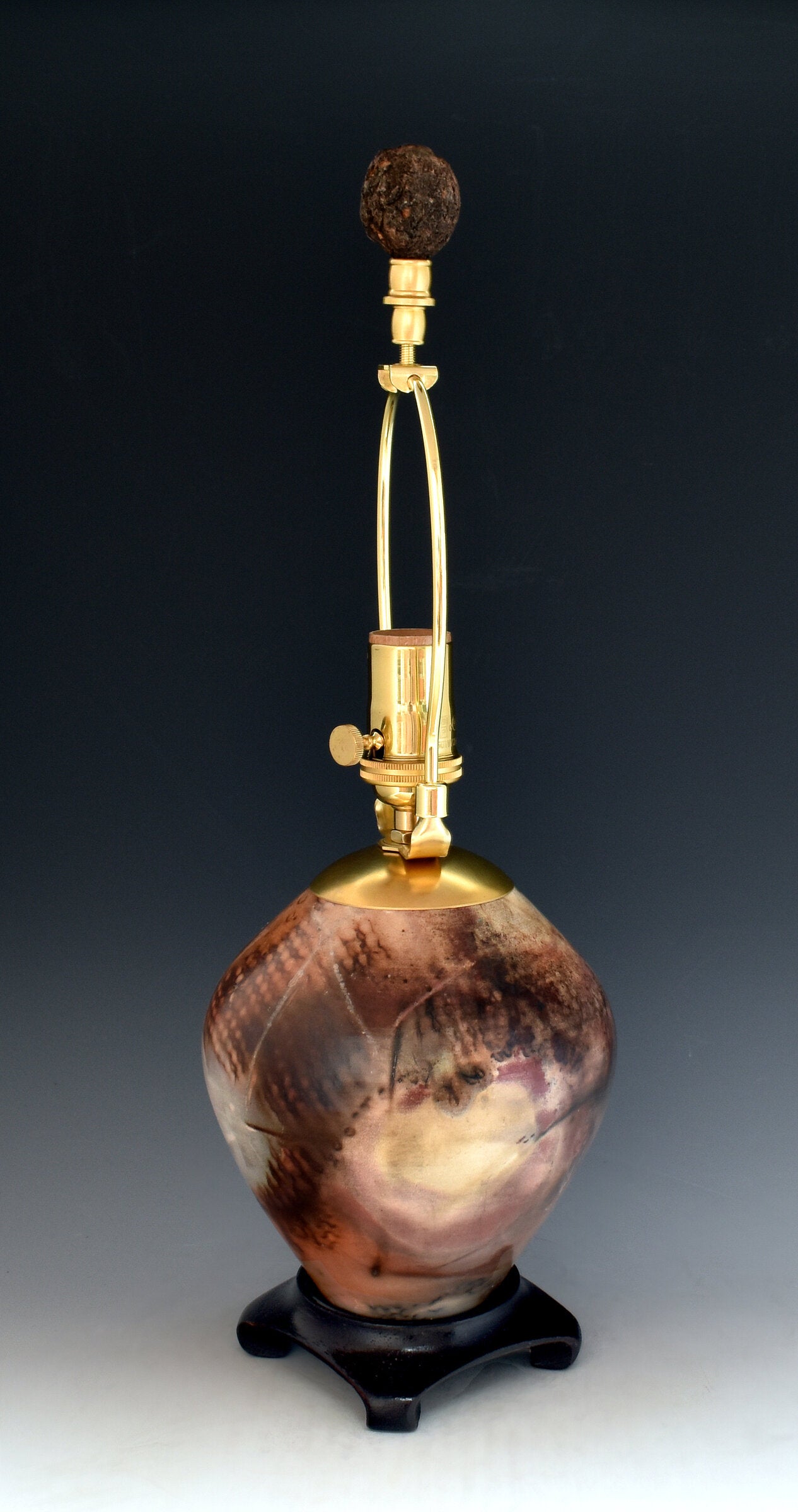 Saggar-Fired Table Lamp with Steel Tree Shade