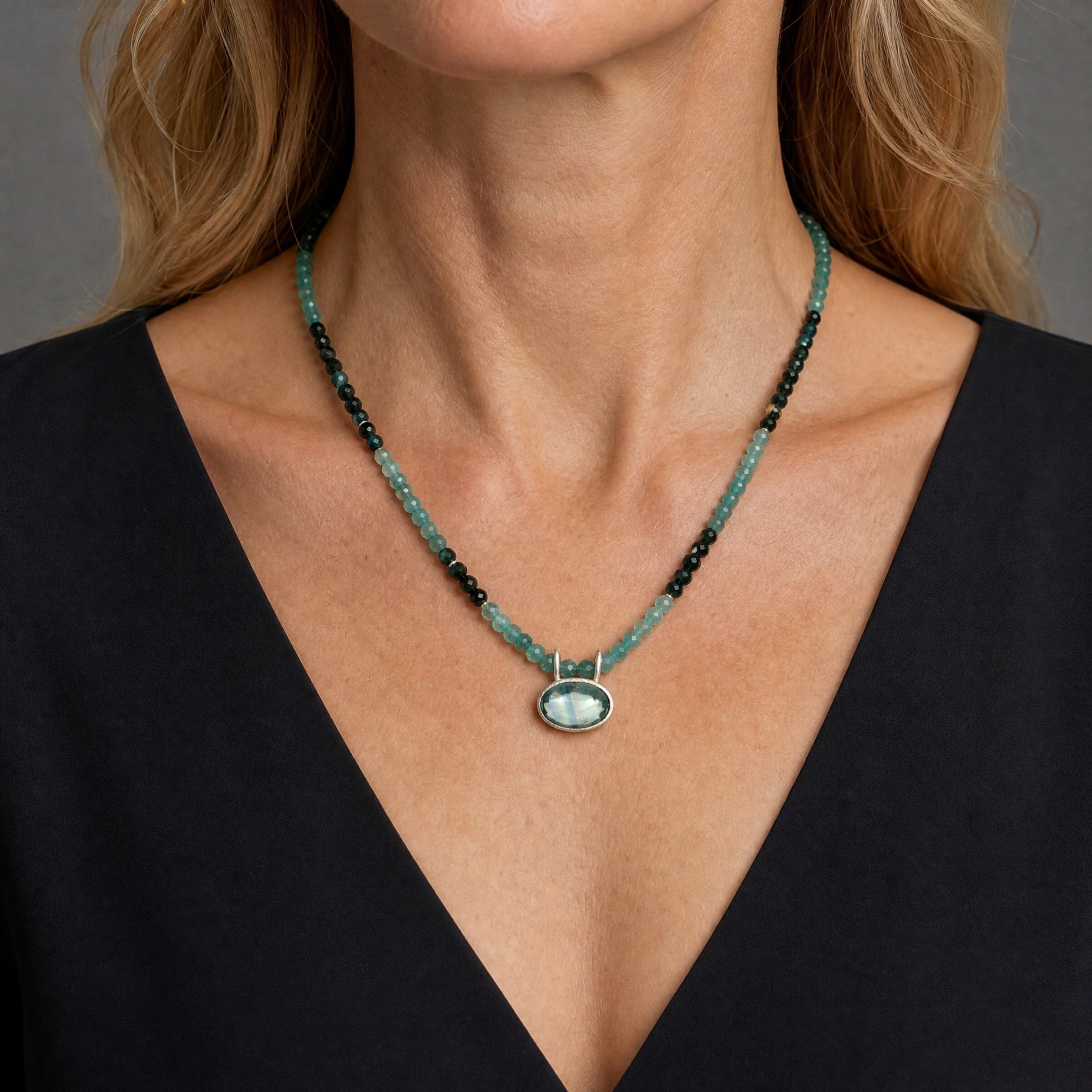 Grandidierite & Fluorite Necklace