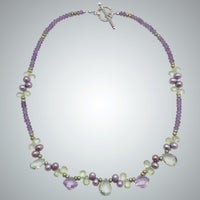 Pink and Green Amethyst, and Freshwater Pearl Necklace