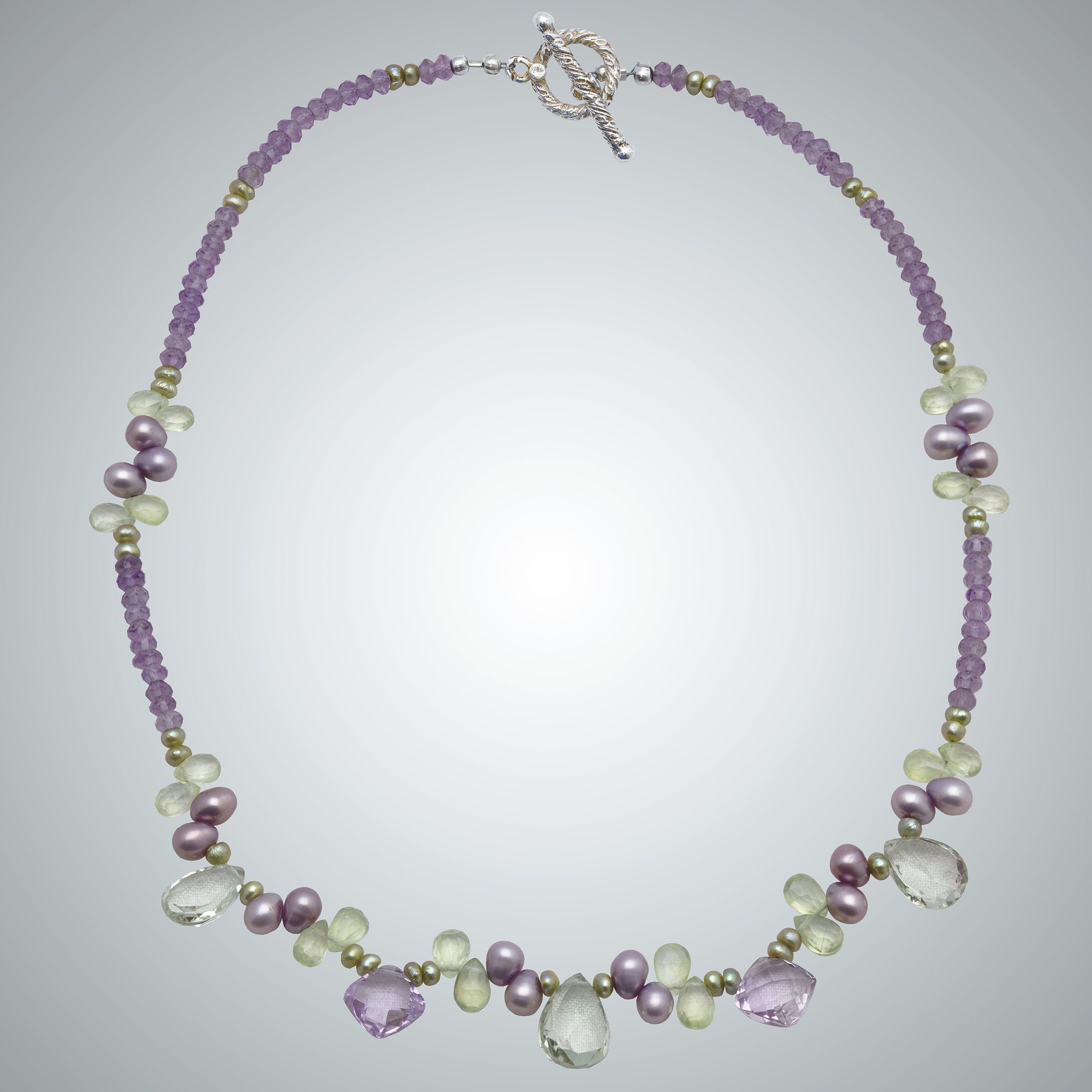 Pink and Green Amethyst, and Freshwater Pearl Necklace