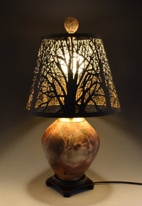 Saggar-Fired Table Lamp with Steel Tree Shade