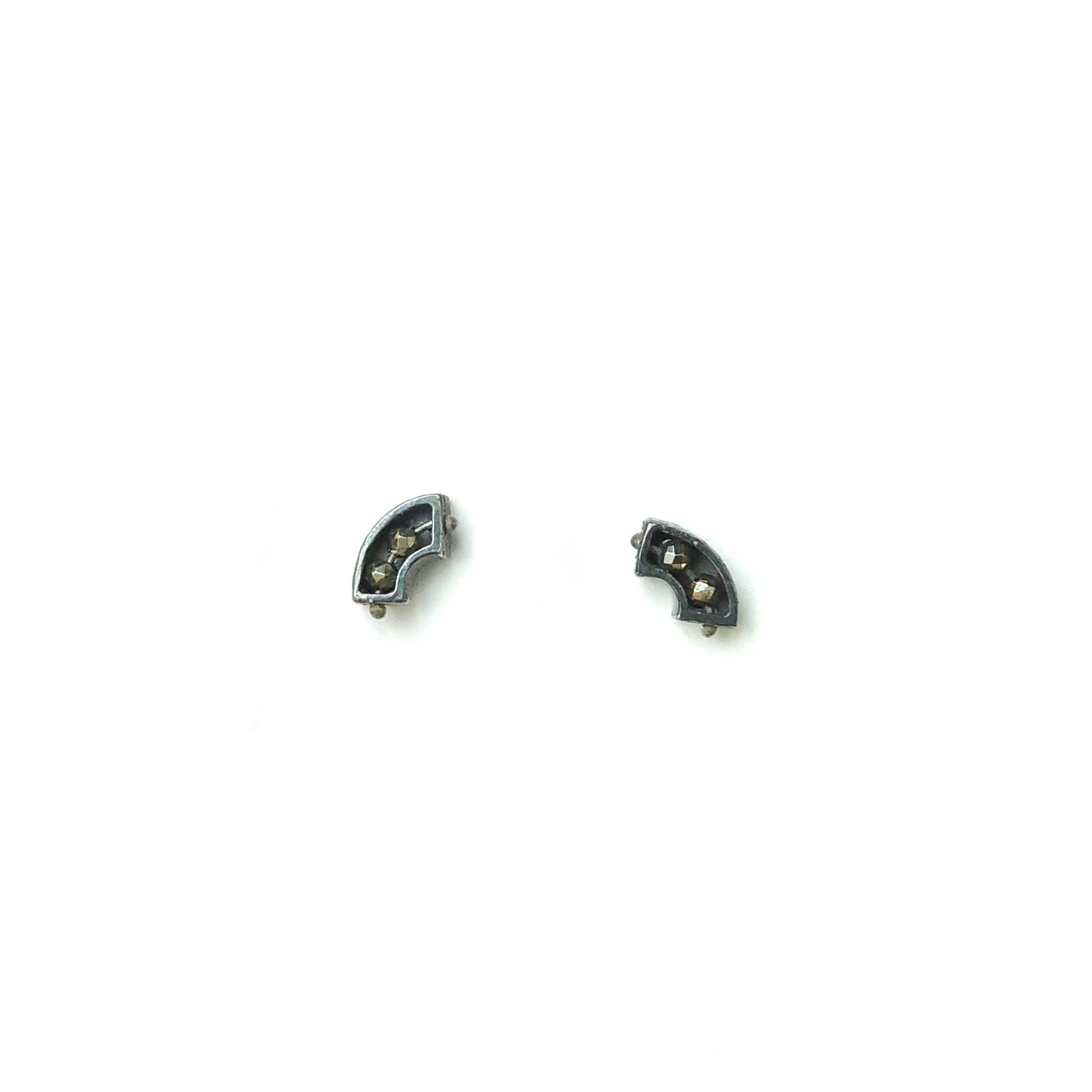 Pyrite Segment Half Arch Earrings