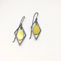 22K Gold Oval in Diamond Frame Earrings