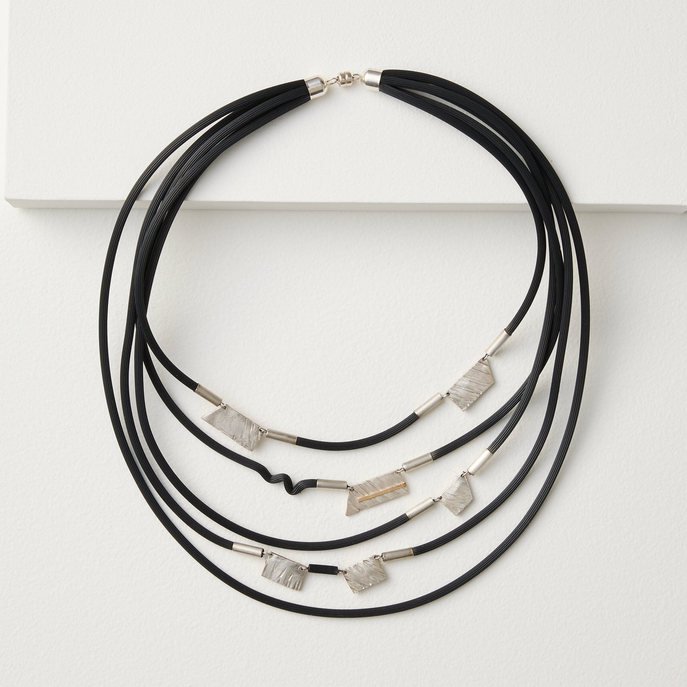 Silver Cascade of Textures Necklace