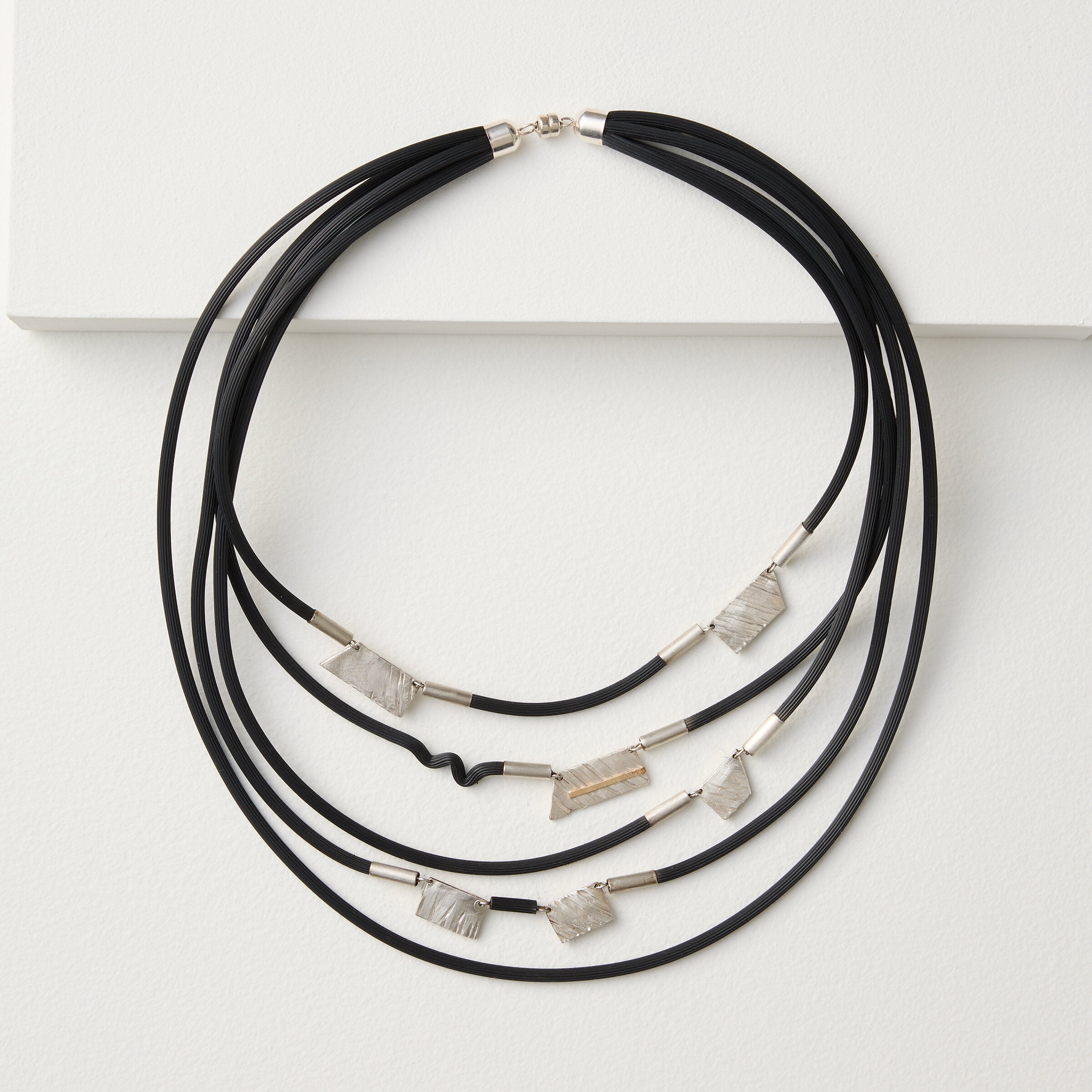 Silver Cascade of Textures Necklace