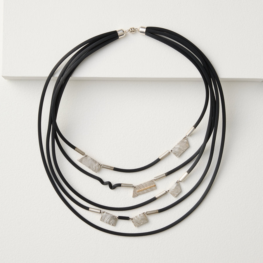 Silver Cascade of Textures Necklace