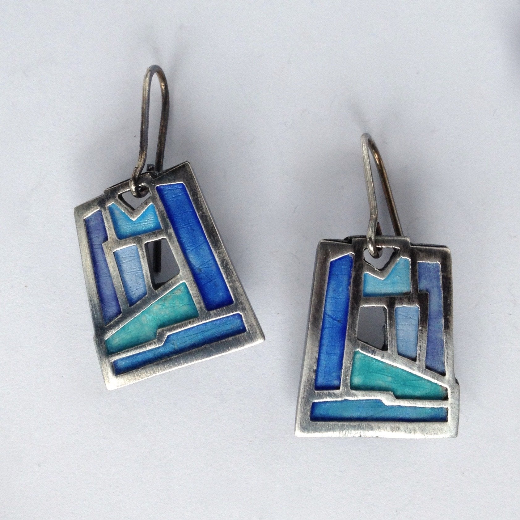 Blue Mosaic Window Earrings No. 439