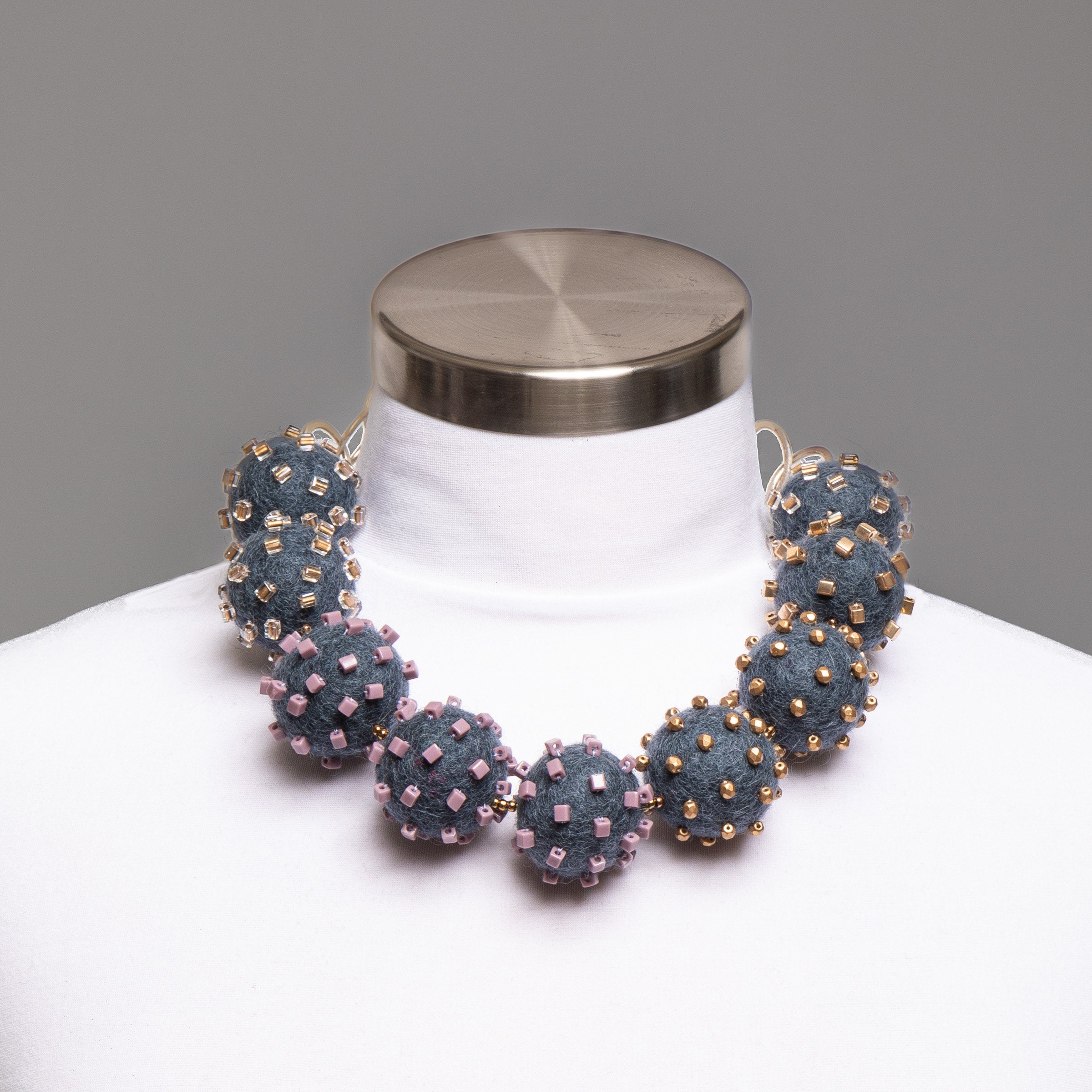Big Beaded Felt Necklace