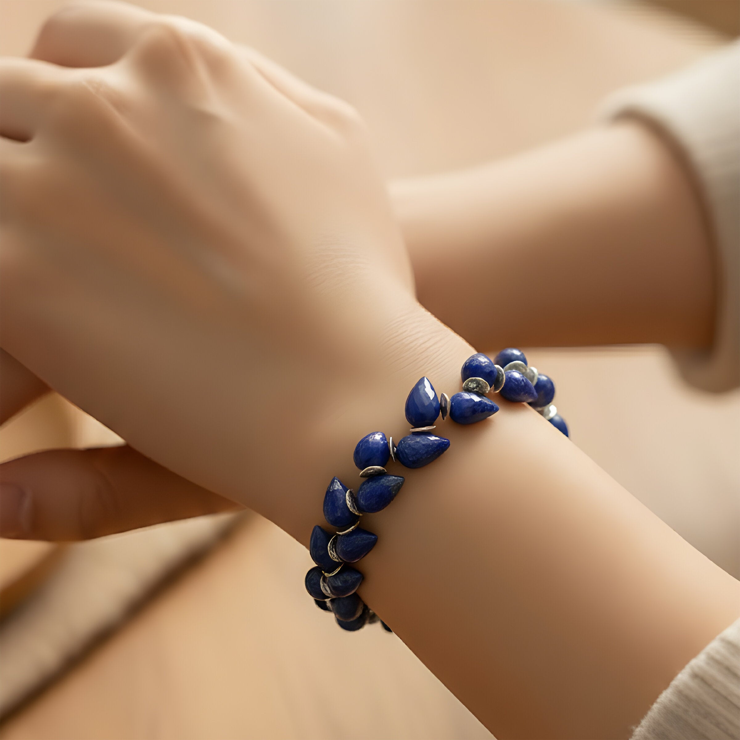 Lapis Herringbone Bracelet
