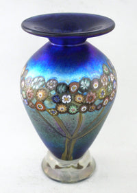 Small Silver Blue Vines Vase