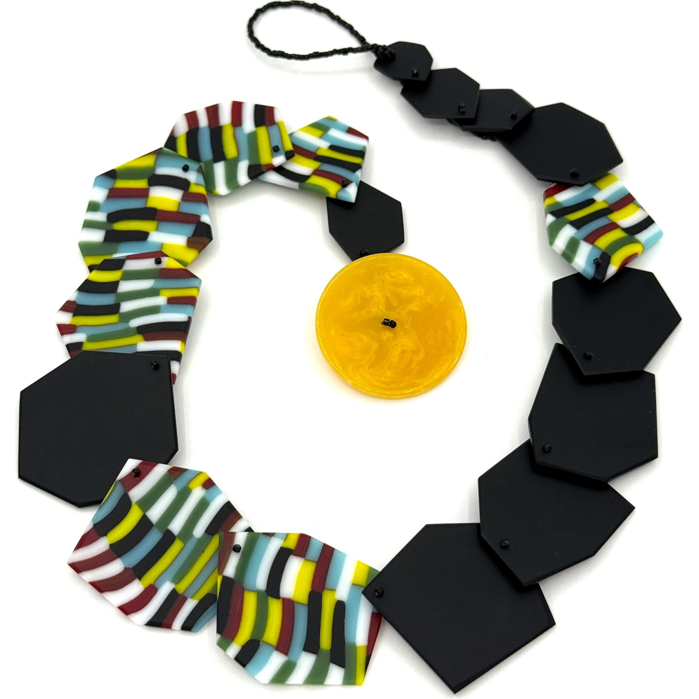 Kinetic Lined Carved Glass Necklace