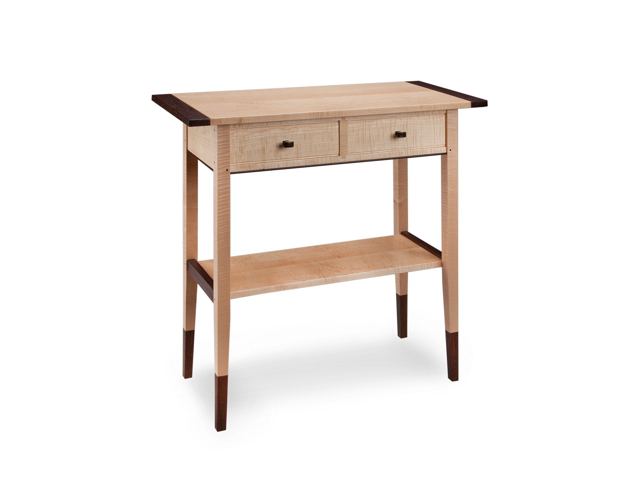 Tiger Maple Two Drawer Hall Table