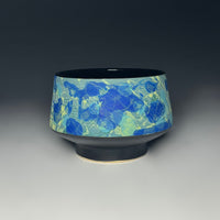 Painterly Tea Bowl in Blue Green Leaf