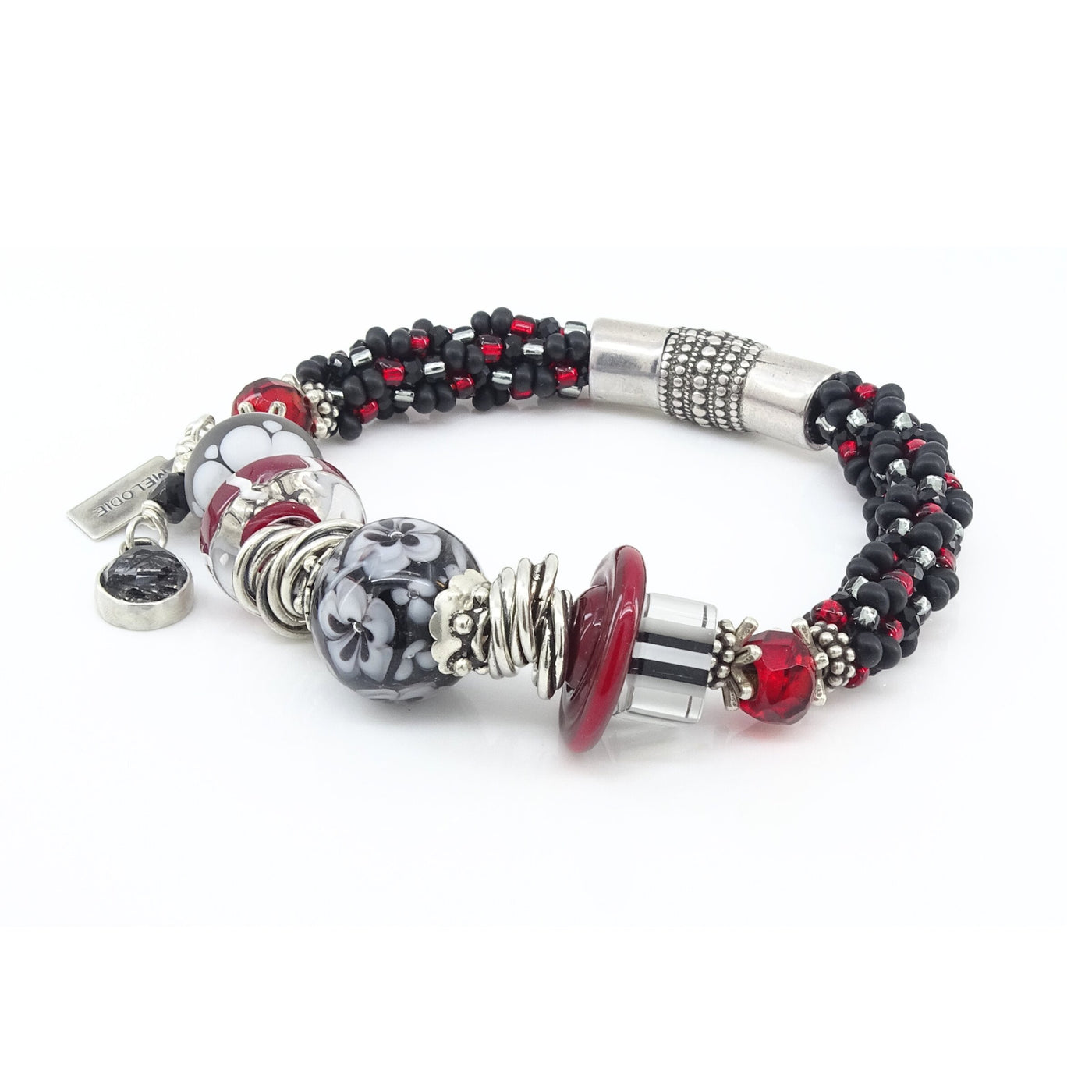 Black, White & Red All Over Bracelet