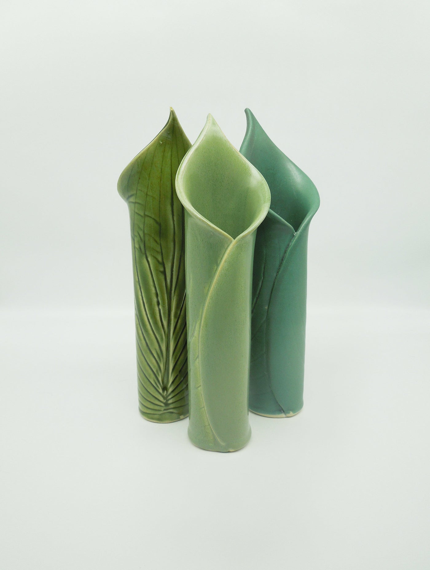left to right: olive, spearmint, jade