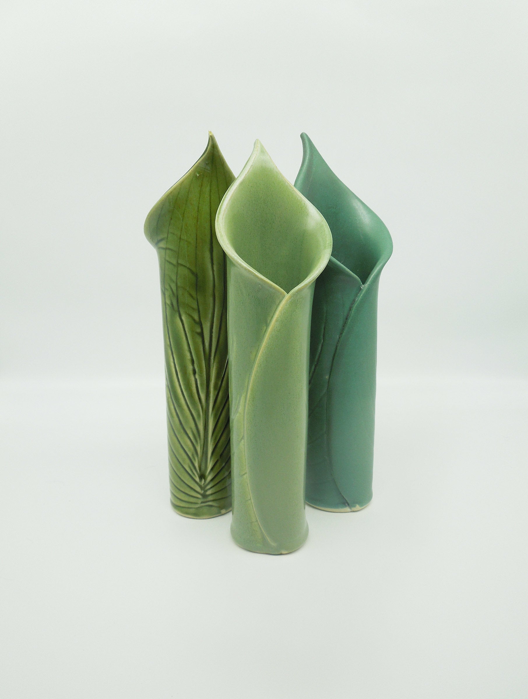 left to right: olive, spearmint, jade