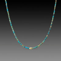 Turquoise & Gold Rice Necklace