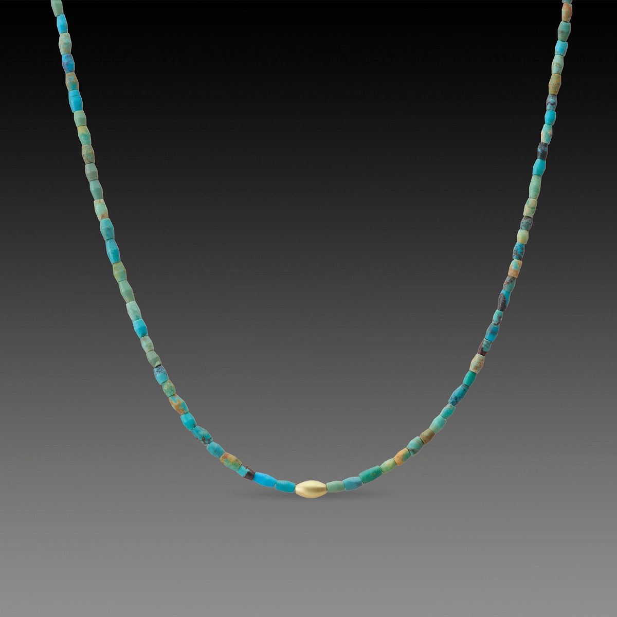 Turquoise & Gold Rice Necklace