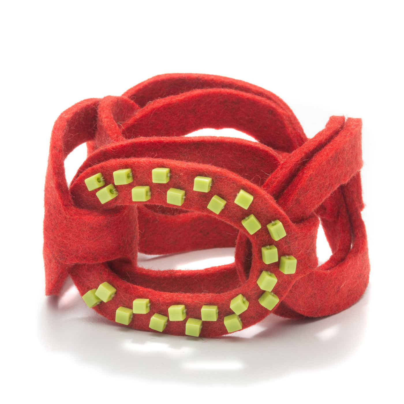 Red with Chartreuse Beads