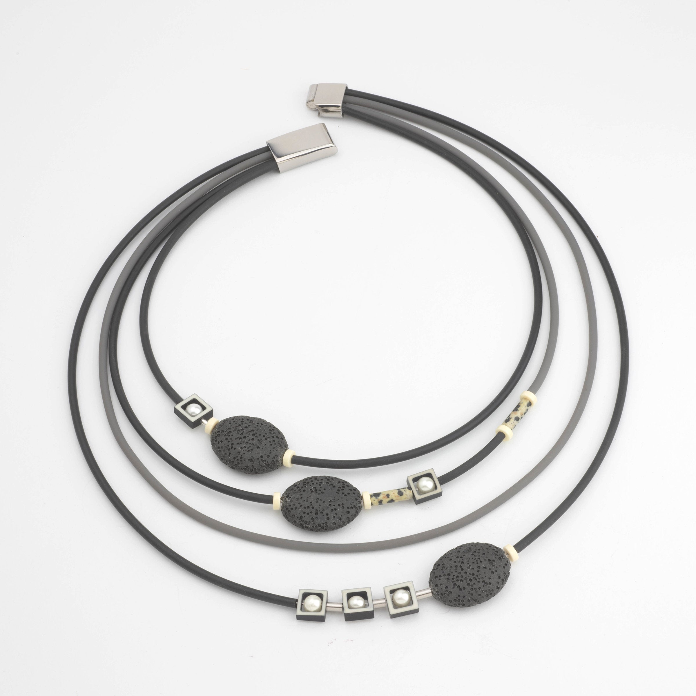 Four-Strand Lava Bead Necklace