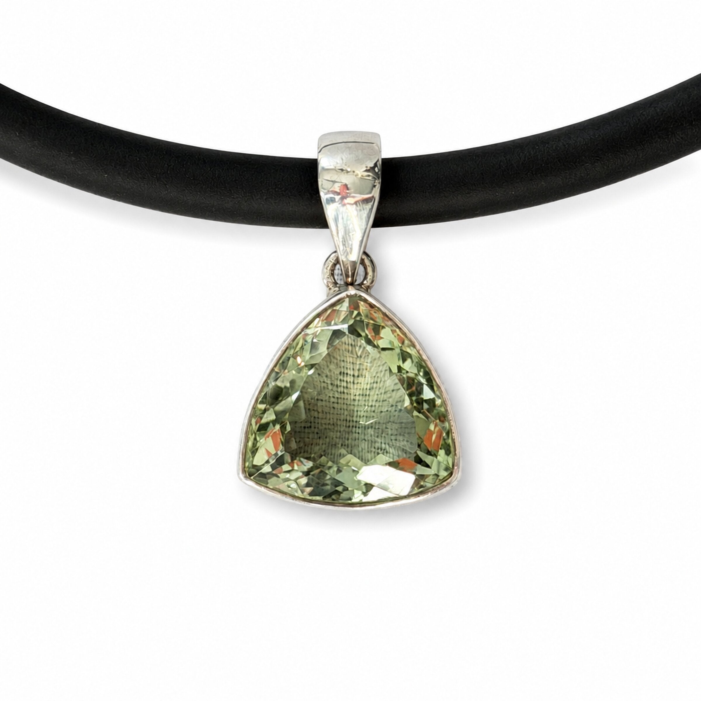 Green Amethyst Triangle Necklace