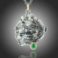 Fan Lichen Emerald and Diamond Pendant