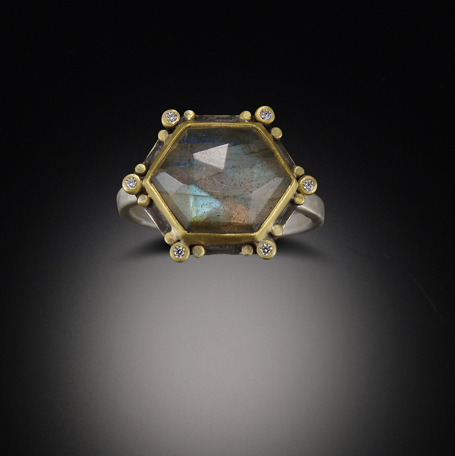 Geometric Labradorite Ring