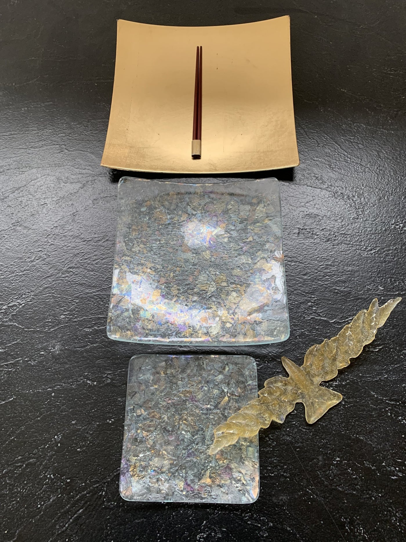 Gold Glass Bird Crystal Place Setting
