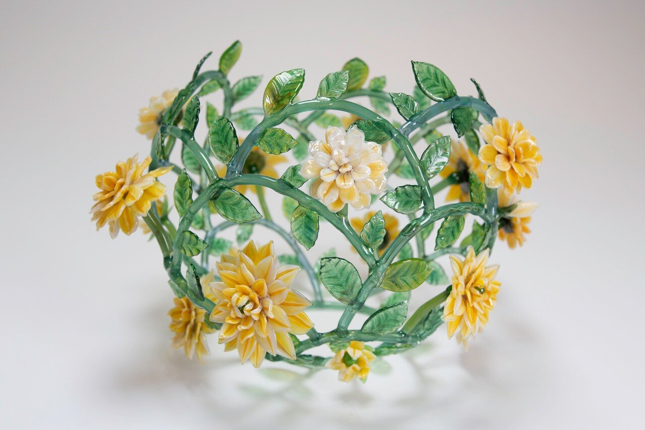 Dahlia and Zinnia Wish Bowl