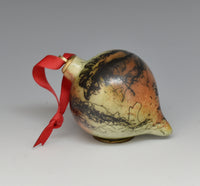 Horsehair and Feather Raku Fired Drop Ornament 103