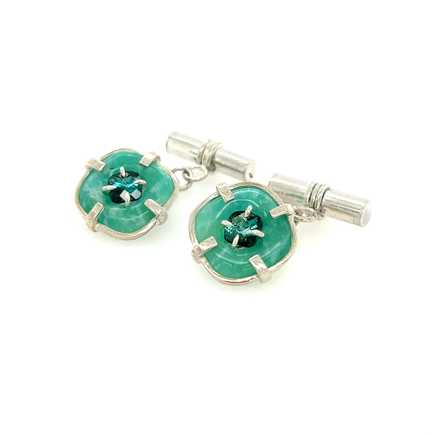 Amazonite and Tourmaline Chain Cufflinks
